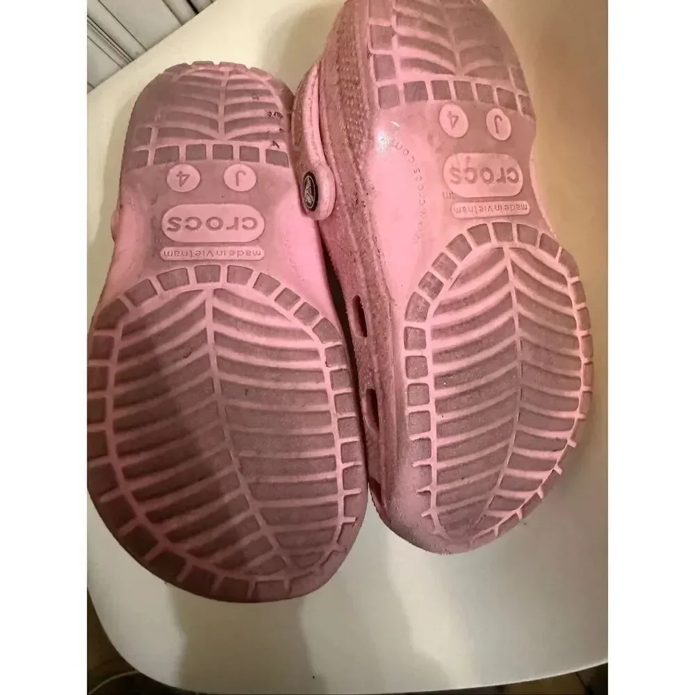 Crocs Girls Glittered Jibbitz Classic Clog Sandals Pink Size 4